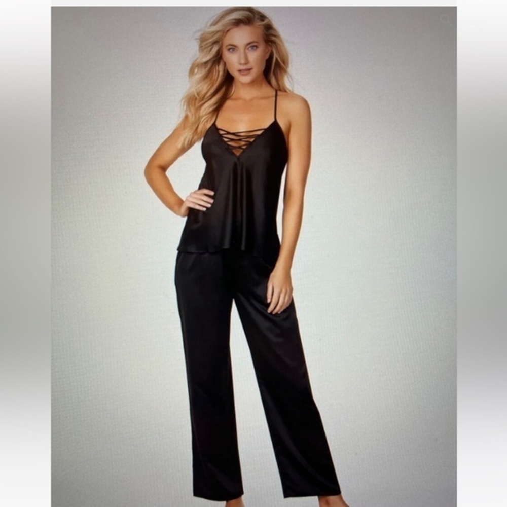Frederick's of Hollywood Summer Lattice Lacing Pajama Set Satin Plus Size3X NWT